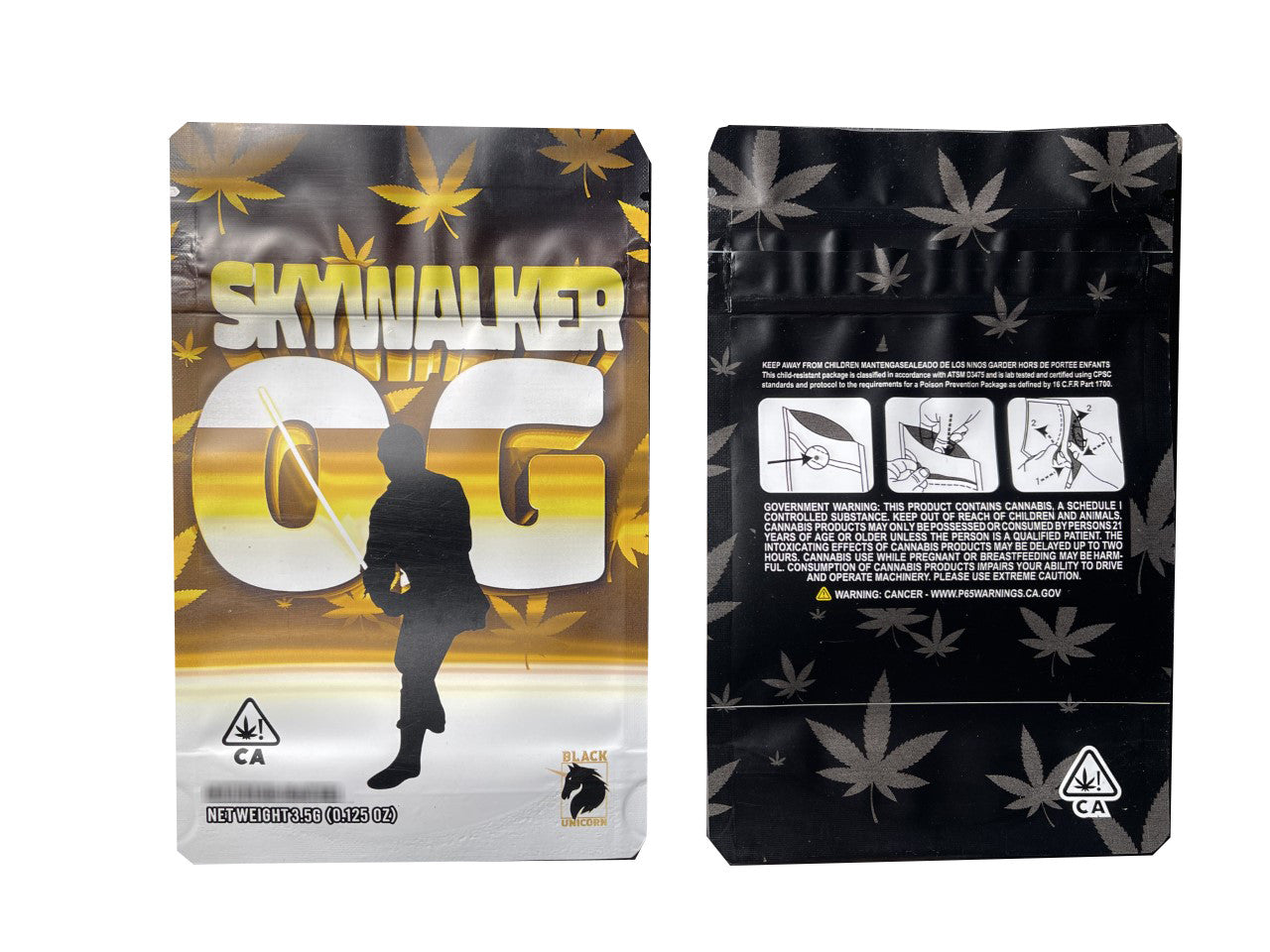 Black Unicorn -Skywalker OG Gold Mylar bag 3.5g  Flower