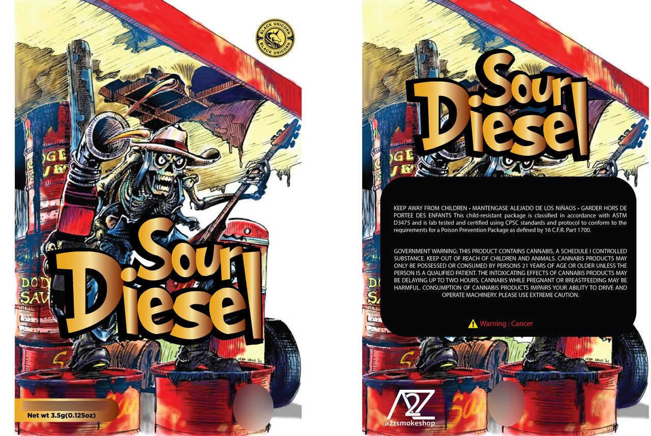 Black Unicorn – Sour Diesel Mylar bag 3.5g  For Flower