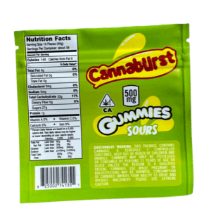 Cannaburst Gummies Sours mg Mylar bags packaging only Black Unicorn Hub png