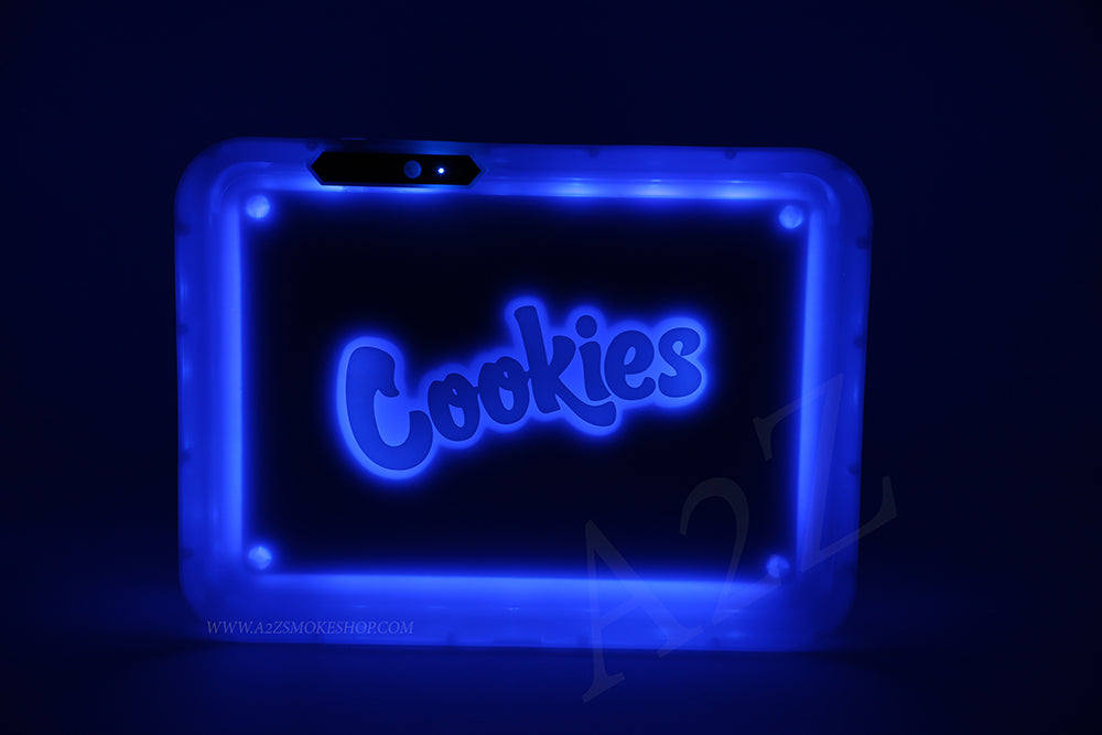 Cookies Bluetooth LED Glow Rolling Tray Lights up Rechargeable Glossy Finish Black Unicorn Hub jpg
