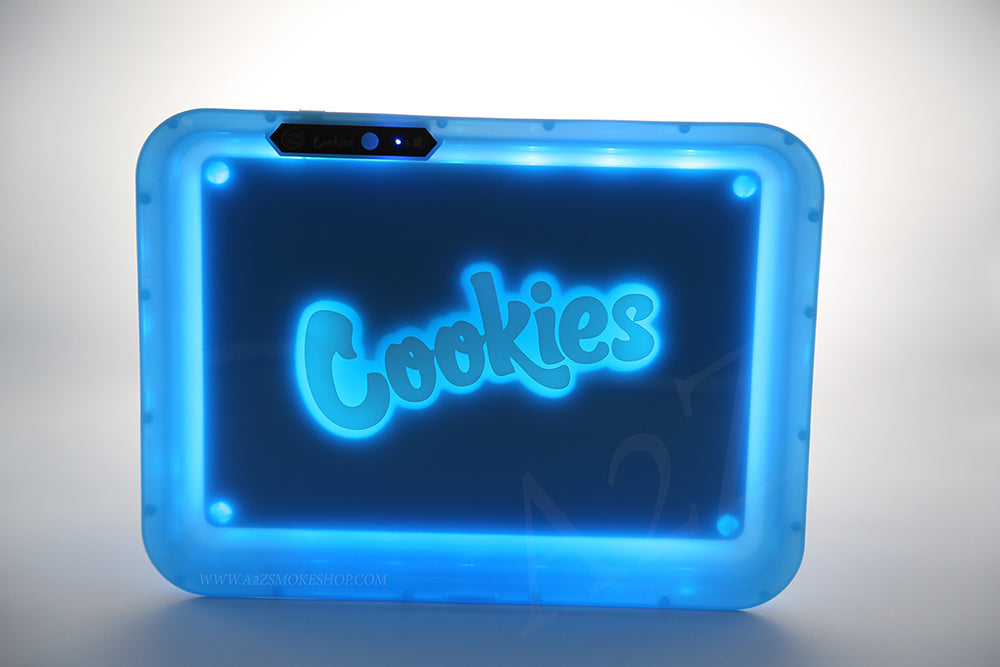 Cookies Bluetooth LED Glow Rolling Tray Lights up Rechargeable Glossy Finish Black Unicorn Hub jpg
