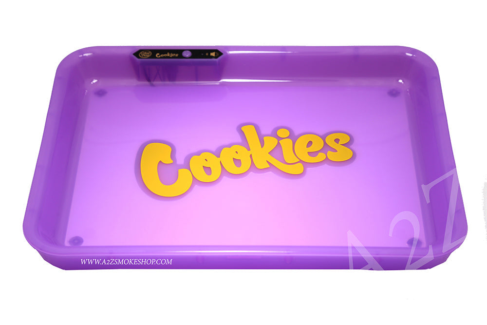 Cookies Bluetooth LED Glow Rolling Tray Lights up Rechargeable Glossy Finish Black Unicorn Hub jpg