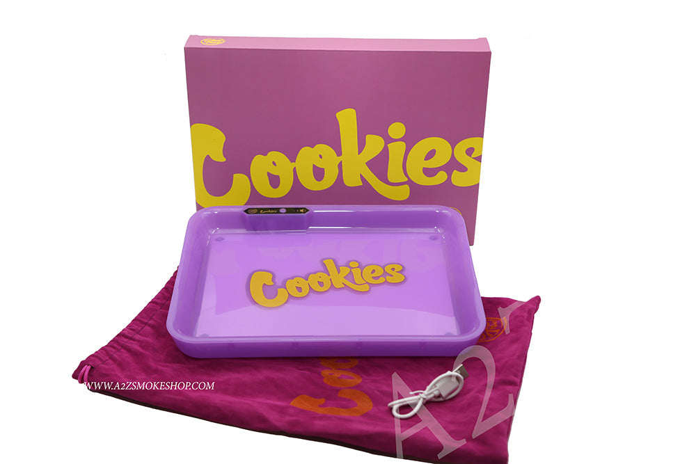 Cookies Bluetooth LED Glow Rolling Tray Lights up Rechargeable Glossy Finish Black Unicorn Hub jpg