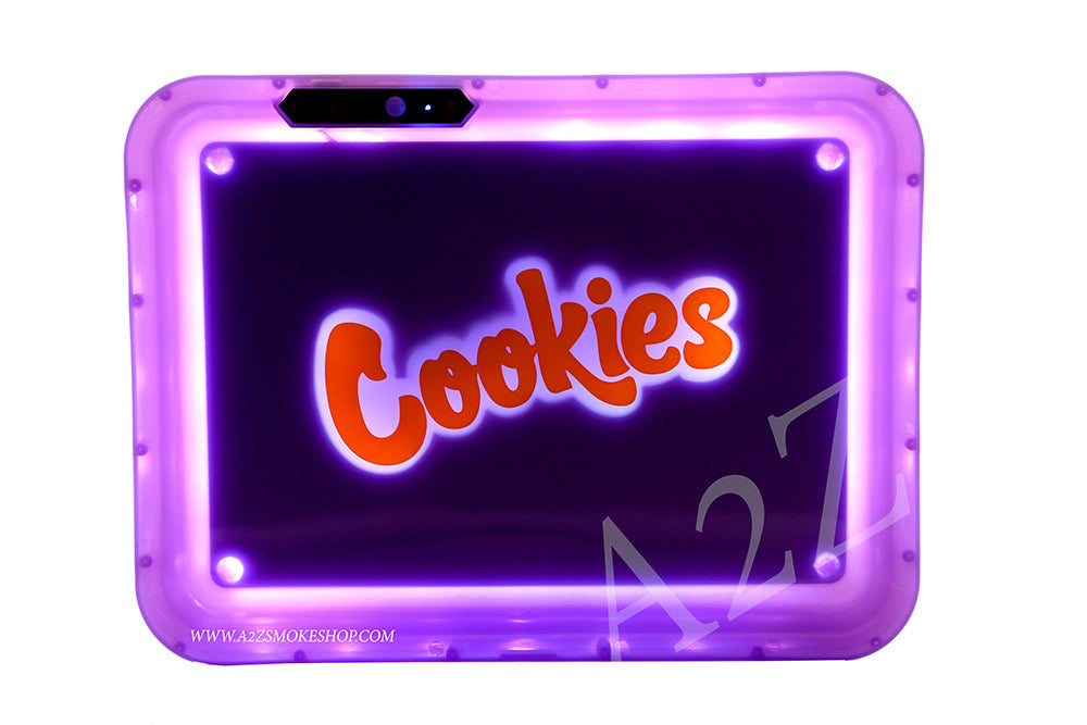 Cookies Bluetooth LED Glow Rolling Tray Lights up Rechargeable Glossy Finish Black Unicorn Hub jpg