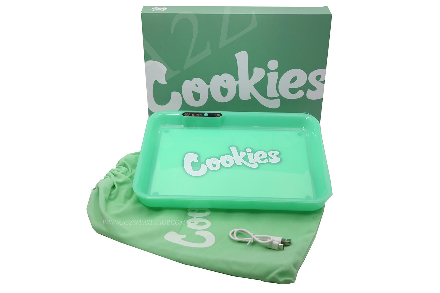 Cookies Bluetooth LED Glow Rolling Tray Lights up Rechargeable Glossy Finish Black Unicorn Hub jpg