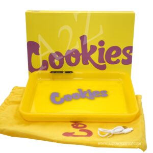 Cookies Bluetooth LED Glow Rolling Tray Lights up Rechargeable Glossy Finish Black Unicorn Hub jpg