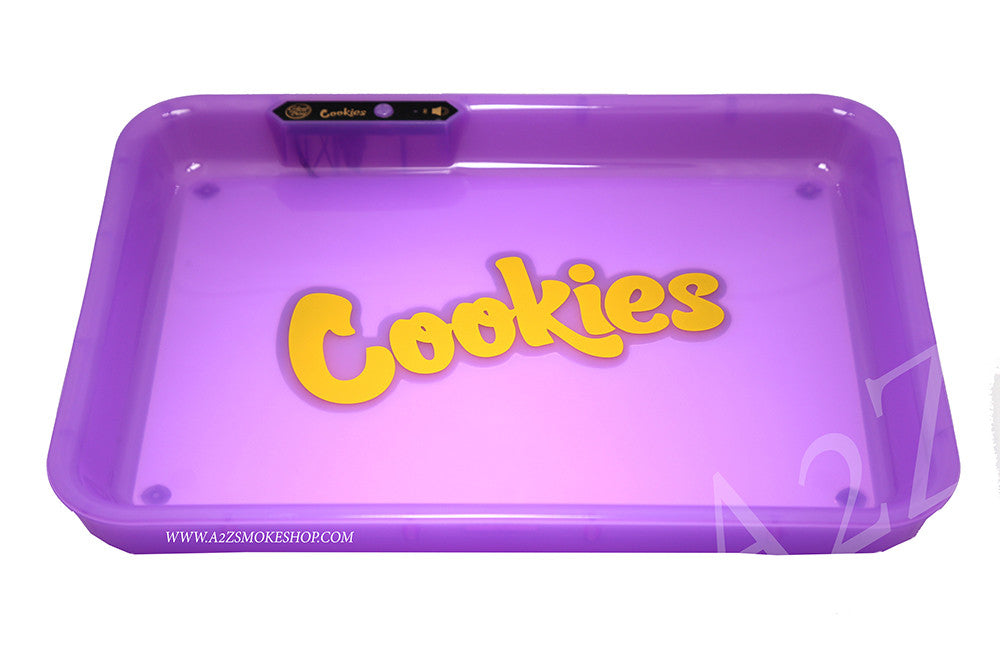 Cookies Bluetooth LED Glow Rolling Tray Lights up Rechargeable Glossy Finish Black Unicorn Hub jpg