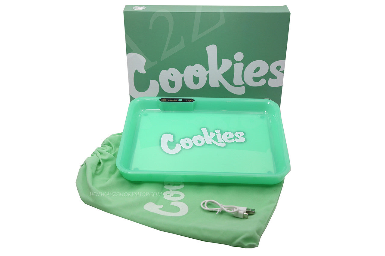 Cookies Bluetooth LED Glow Rolling Tray Lights up Rechargeable Glossy Finish Black Unicorn Hub jpg