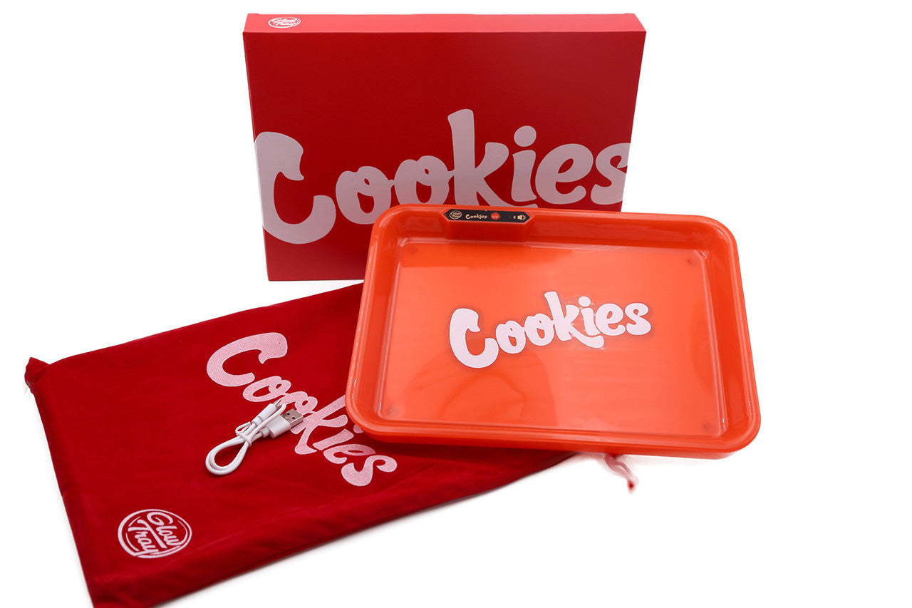 Cookies Bluetooth LED Glow Rolling Tray Lights up Rechargeable Glossy Finish Black Unicorn Hub jpg