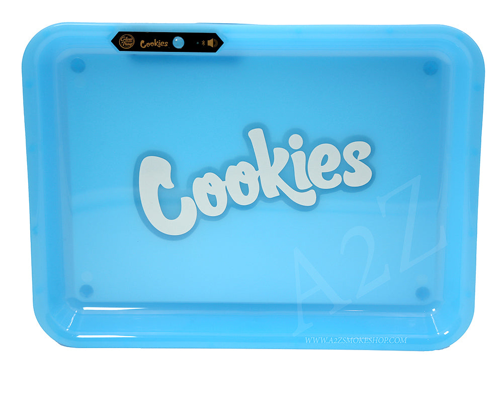 Cookies Bluetooth LED Glow Rolling Tray Lights up Rechargeable Glossy Finish Black Unicorn Hub jpg