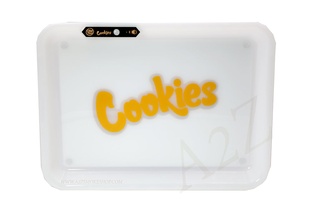 Cookies Bluetooth LED Glow Rolling Tray Lights up Rechargeable Glossy Finish Black Unicorn Hub jpg