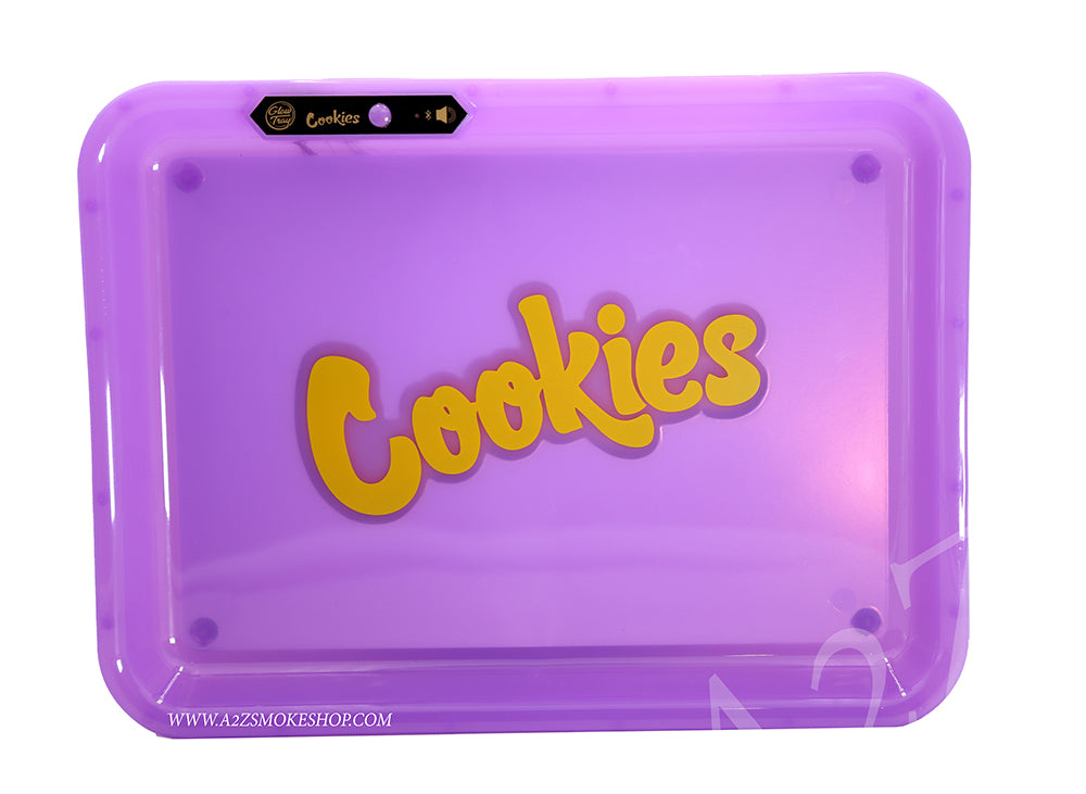 Cookies Bluetooth LED Glow Rolling Tray Lights up Rechargeable Glossy Finish Black Unicorn Hub jpg