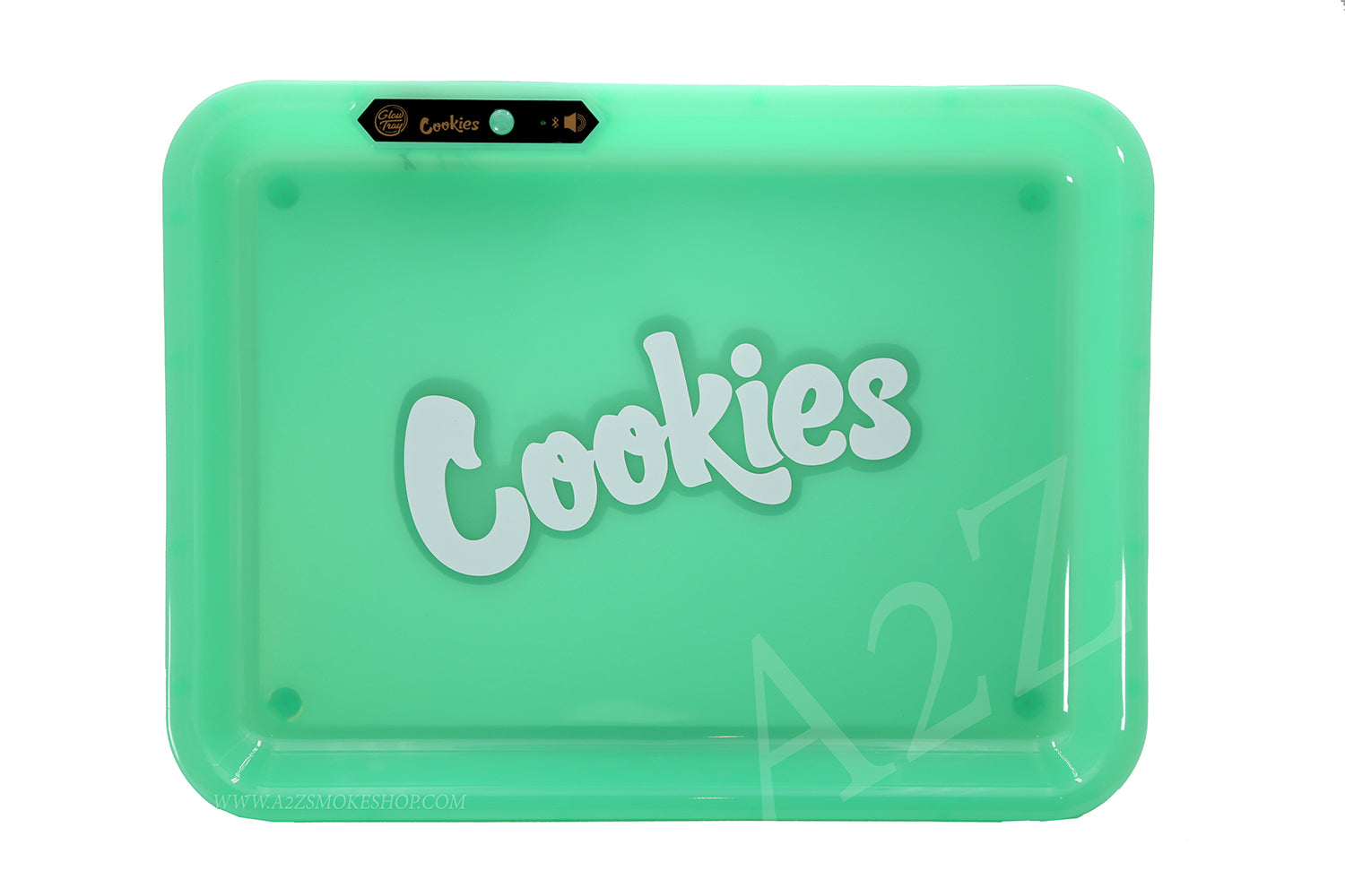 Cookies Bluetooth LED Glow Rolling Tray Lights up Rechargeable Glossy Finish Black Unicorn Hub jpg