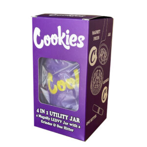 Cookies Mag Jar with Grinder Airtight storage stash container led magnifying jar Purple Black Unicorn Hub jpg