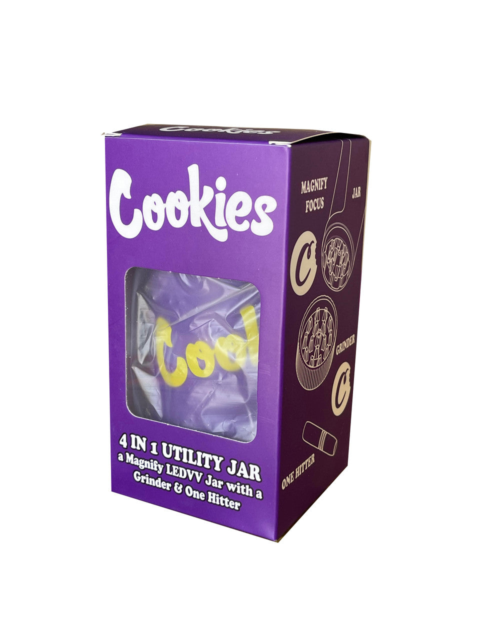 Cookies Mag Jar with Grinder -Airtight storage stash container led magnifying jar (Purple)