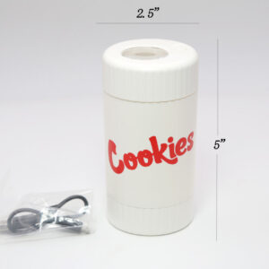 Cookies Mag Jar with Grinder Airtight storage stash container led magnifying jar White Black Unicorn Hub jpg