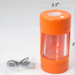 Cookies Mag Jar with Grinder Airtight storage stash container led magnifying jarOrange Black Unicorn Hub jpg
