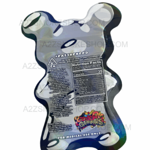 Dank Gummies Cut out mg Mylar Bag With window Silver Packaging Only Black Unicorn Hub png