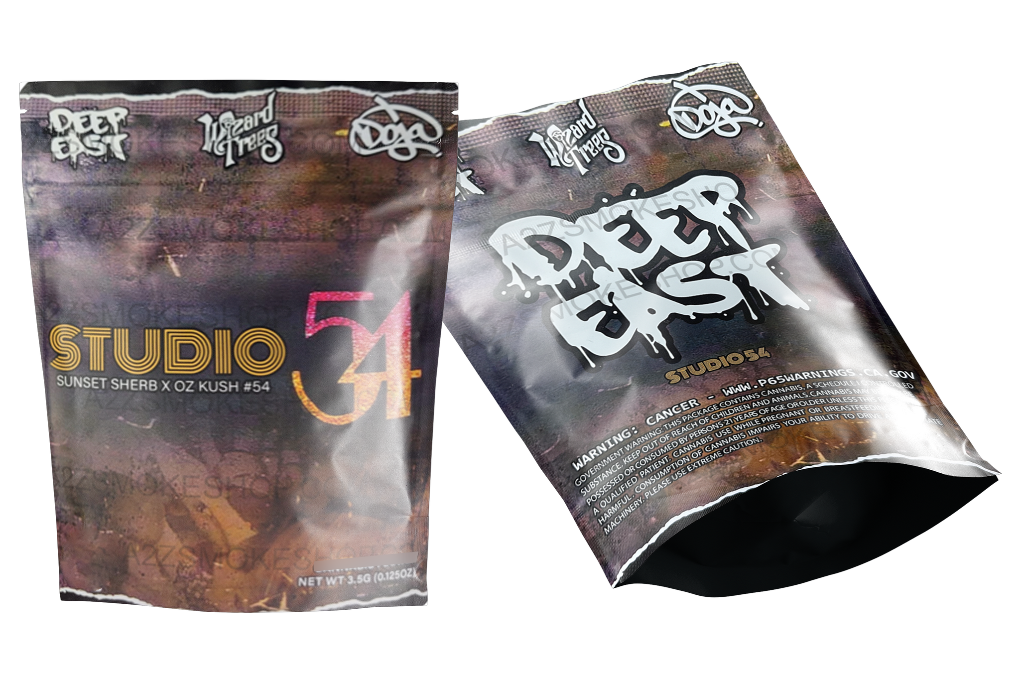 Deep East Wizard Trees Doja Studio 54 Mylar bag  3.5g Sunset Sherb x oz kush #54