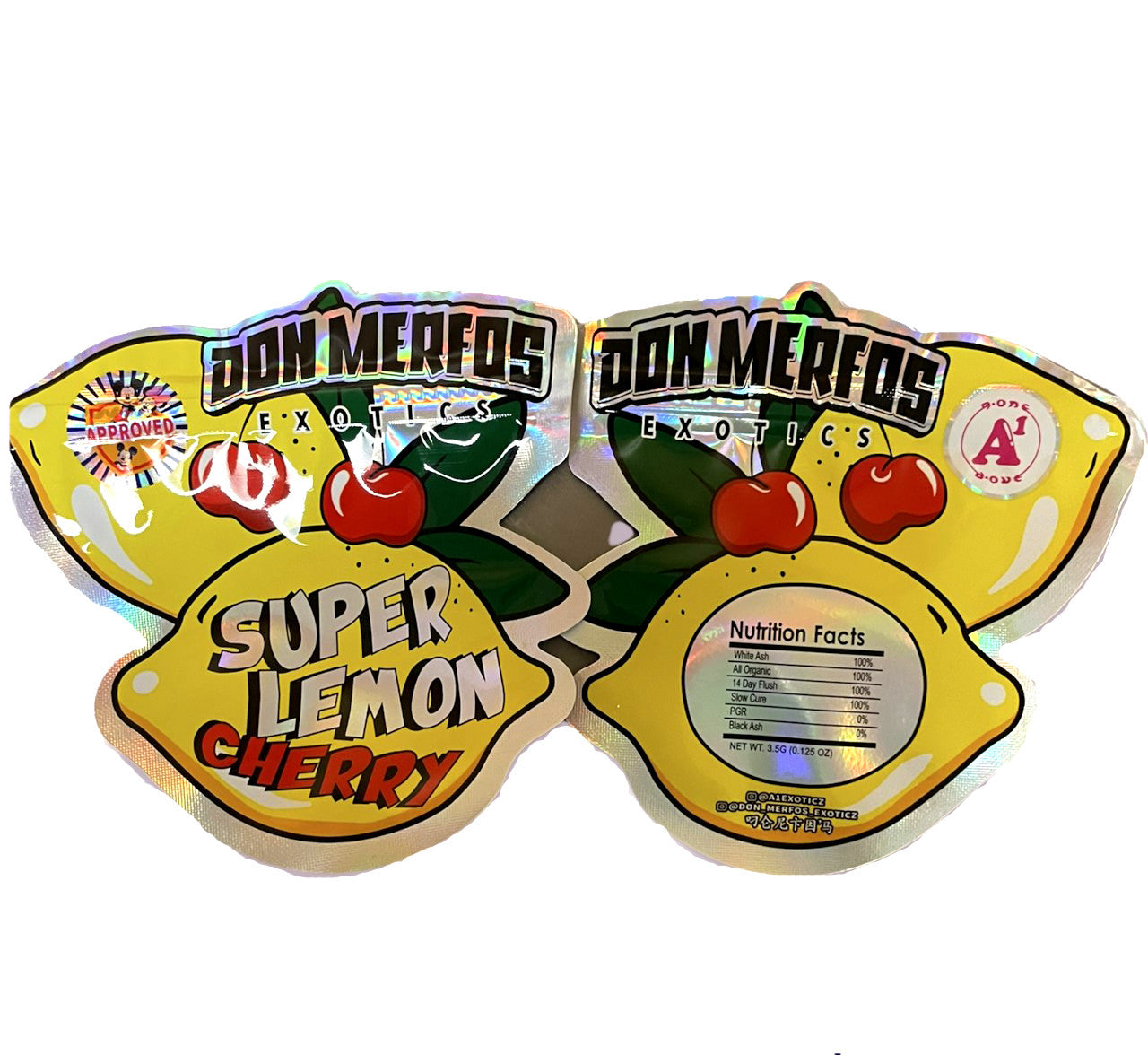 Don Merfos Super Lemon Cherry Cut out bag  3.5g Mylar bag  Packaging Only