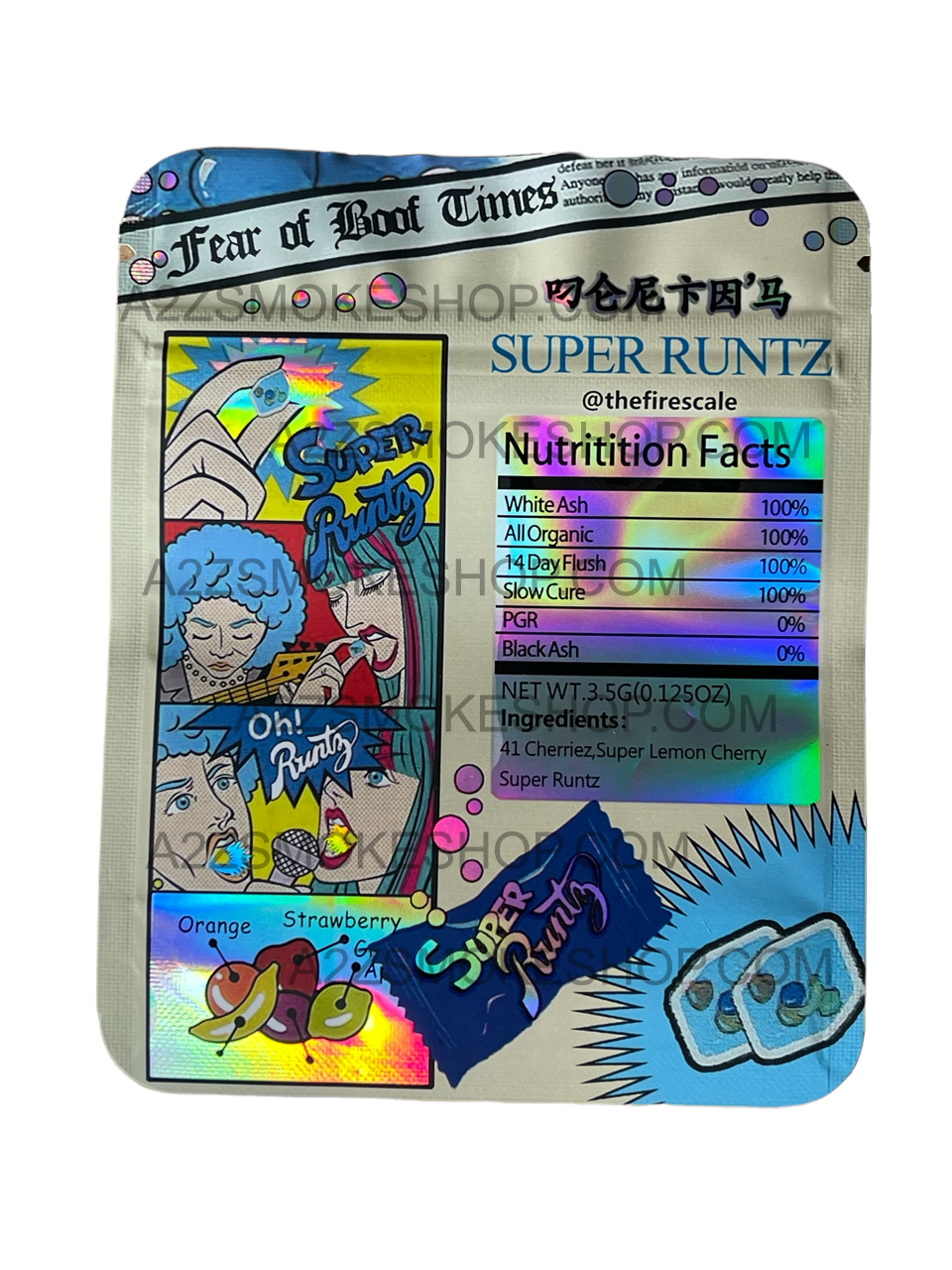 Super bag  3.5g Holographic Mylar bag Packaging Only