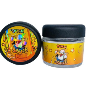 Duck Sauce g Glass Jars with Holographic Sticker labels Child Resistant jar jpg