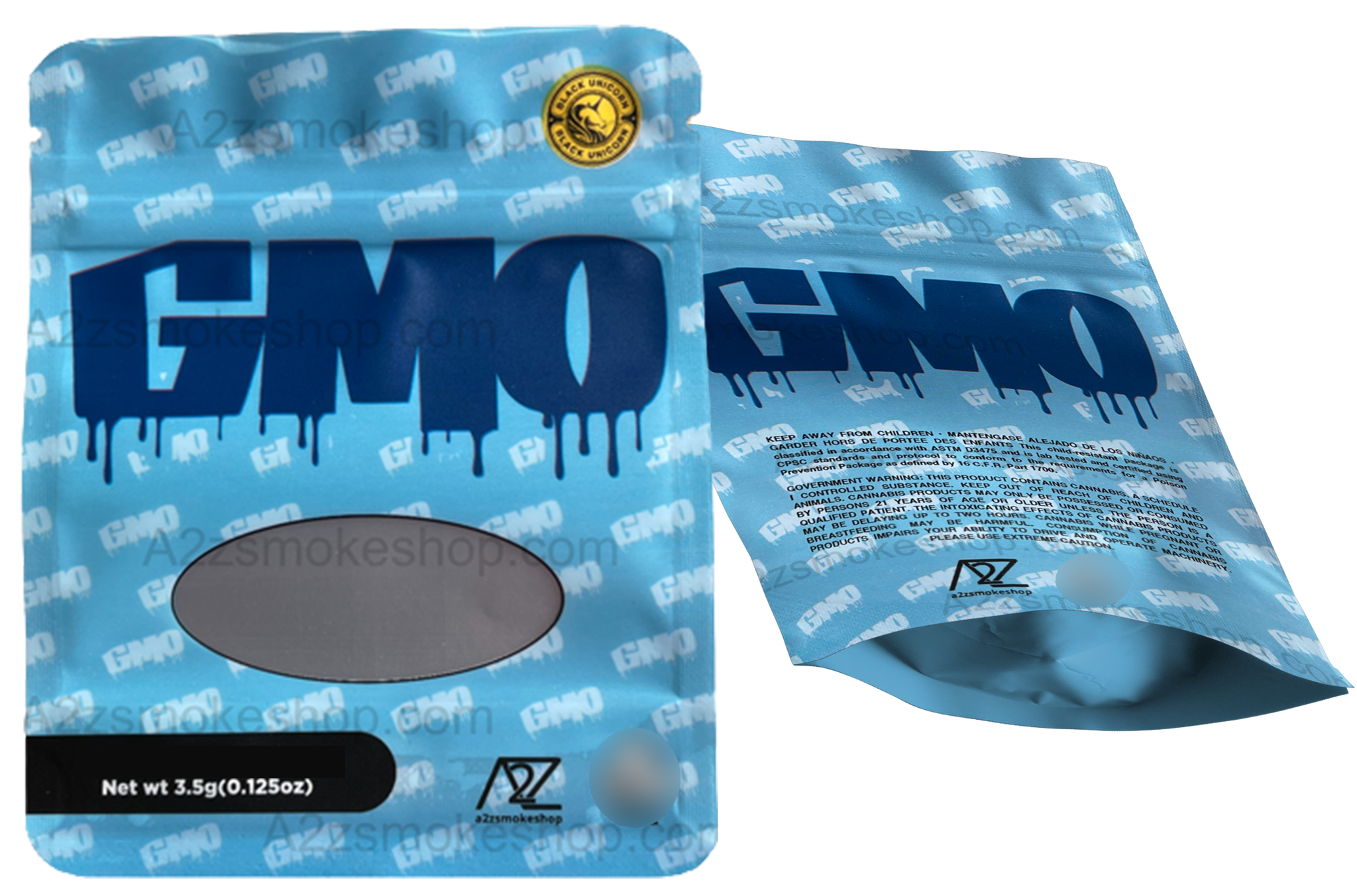 Black Unicorn – GMO Holographic Mylar bag 3.5g  For Flower