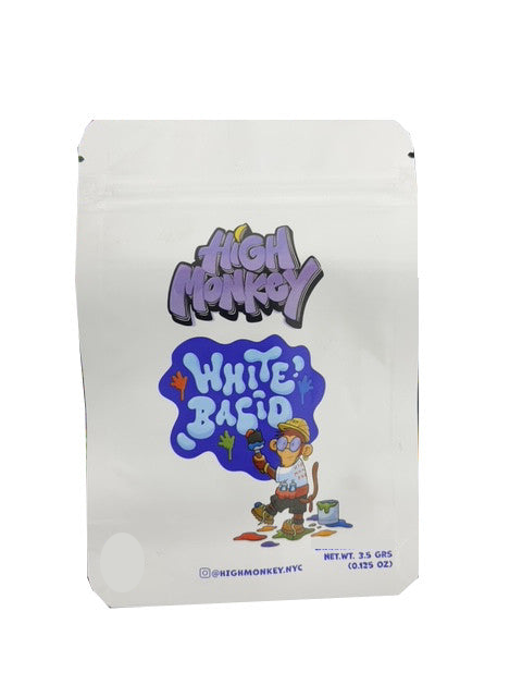 High Monkey White Bacio Mylar bag 3.5g Smell Proof Airtight Mylar Bag- Packaging Only