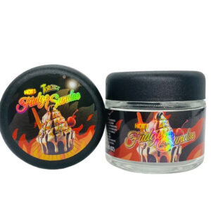 Hot Fudge Sundae g Glass Jars with Holographic Sticker labels Child Resistant jar jpg