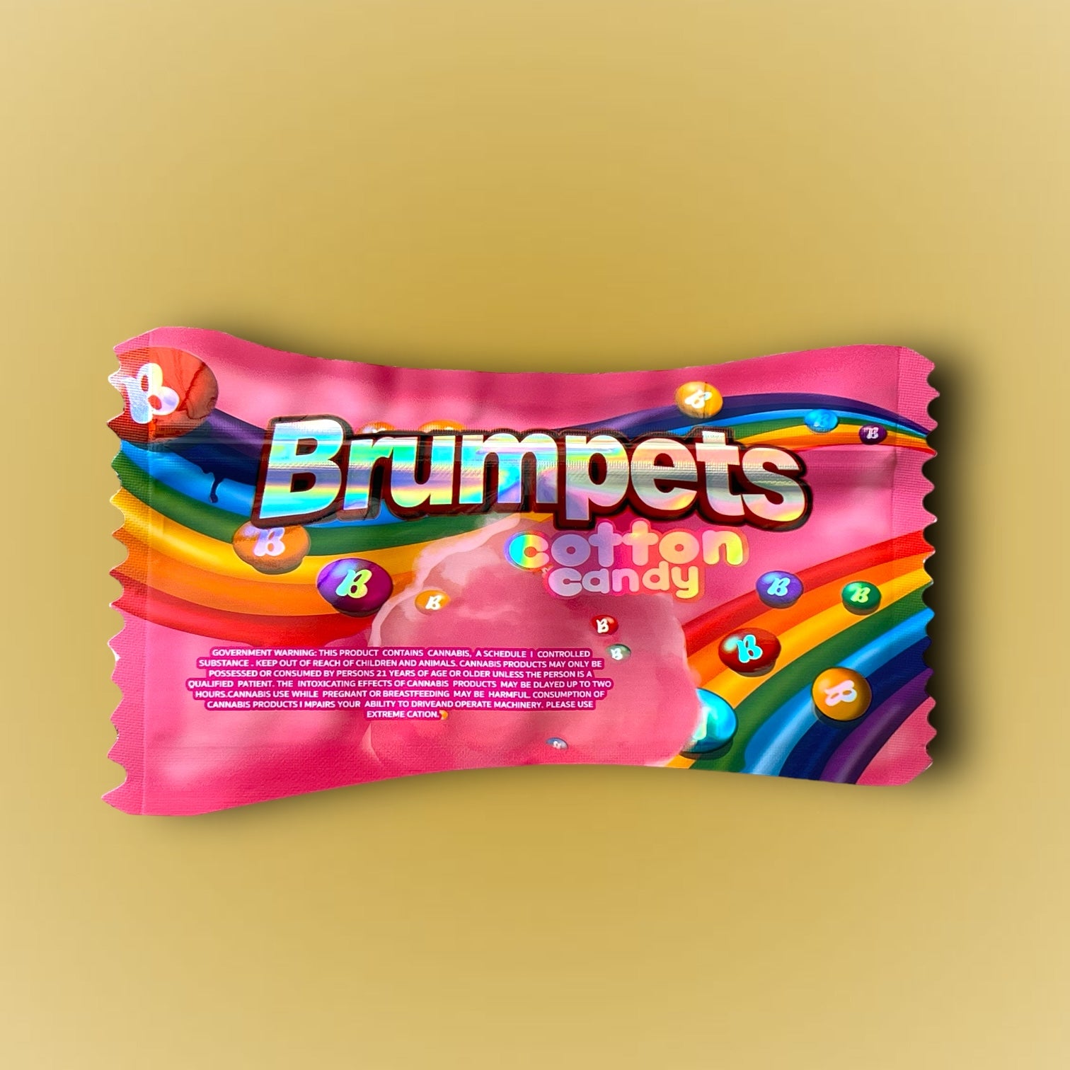 Cotton Candy Brumpets 3.5G Mylar Bag Holographic- Packaging Only