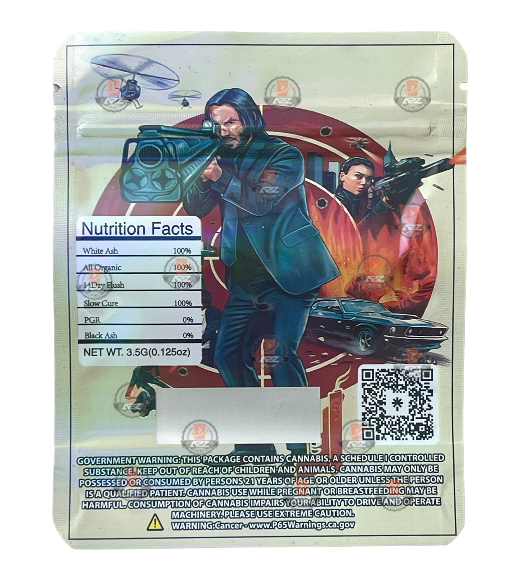 John Wick Mylar Bags 3.5g Holographic Rolling Stone