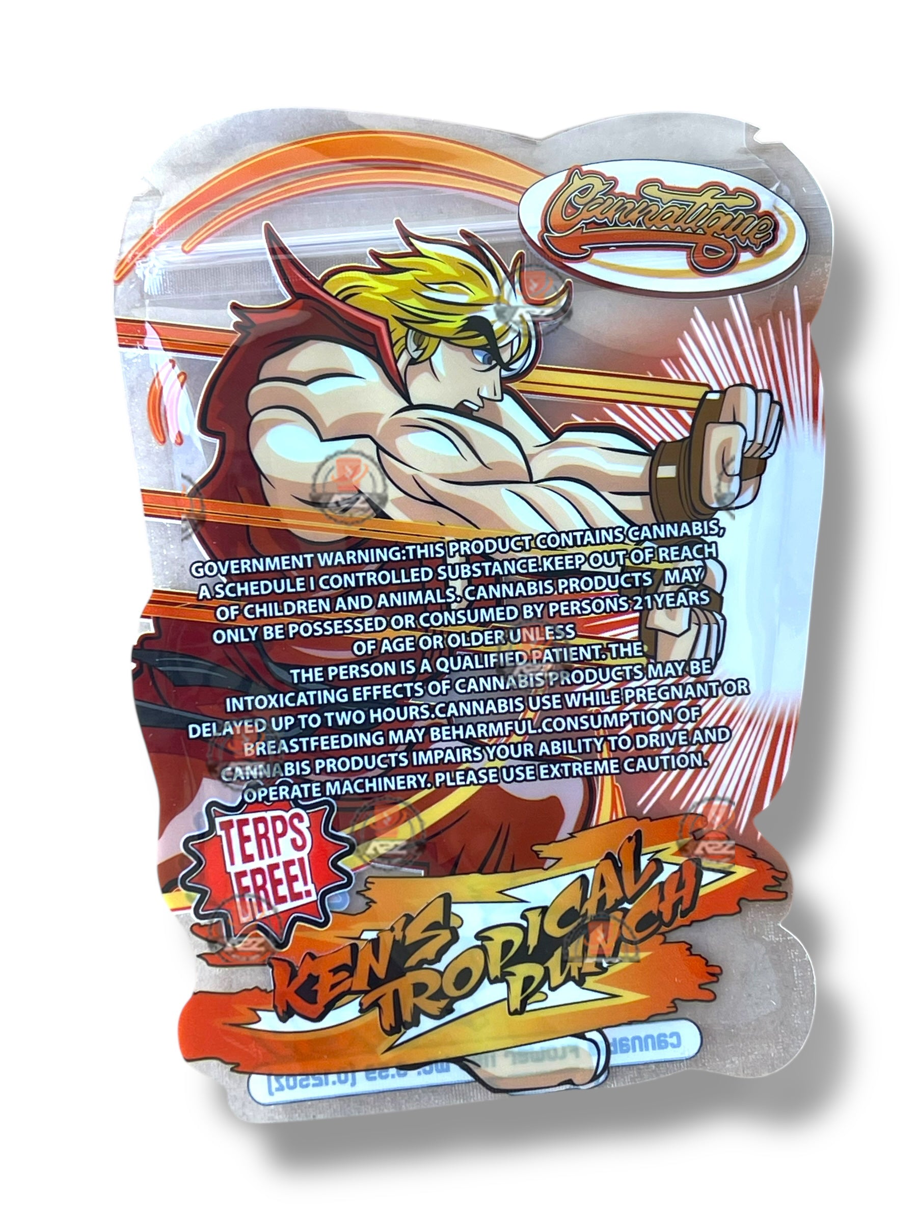 Cannatique Street Fighter Kens Tropical Punch Mylar Bags with Boxes 3.5g Box Packaging Transparent box and bag