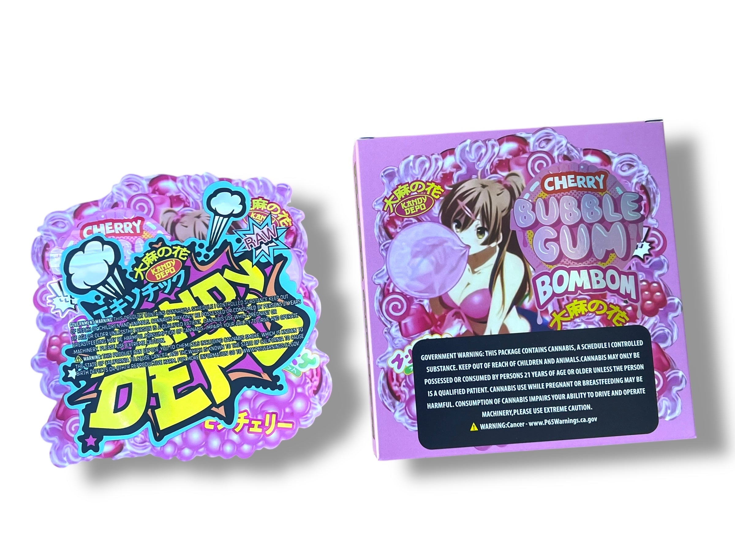 Cherry Bubblegum Bombom Kandy Depo Mylar Bags with Boxes 3.5g Box Packaging