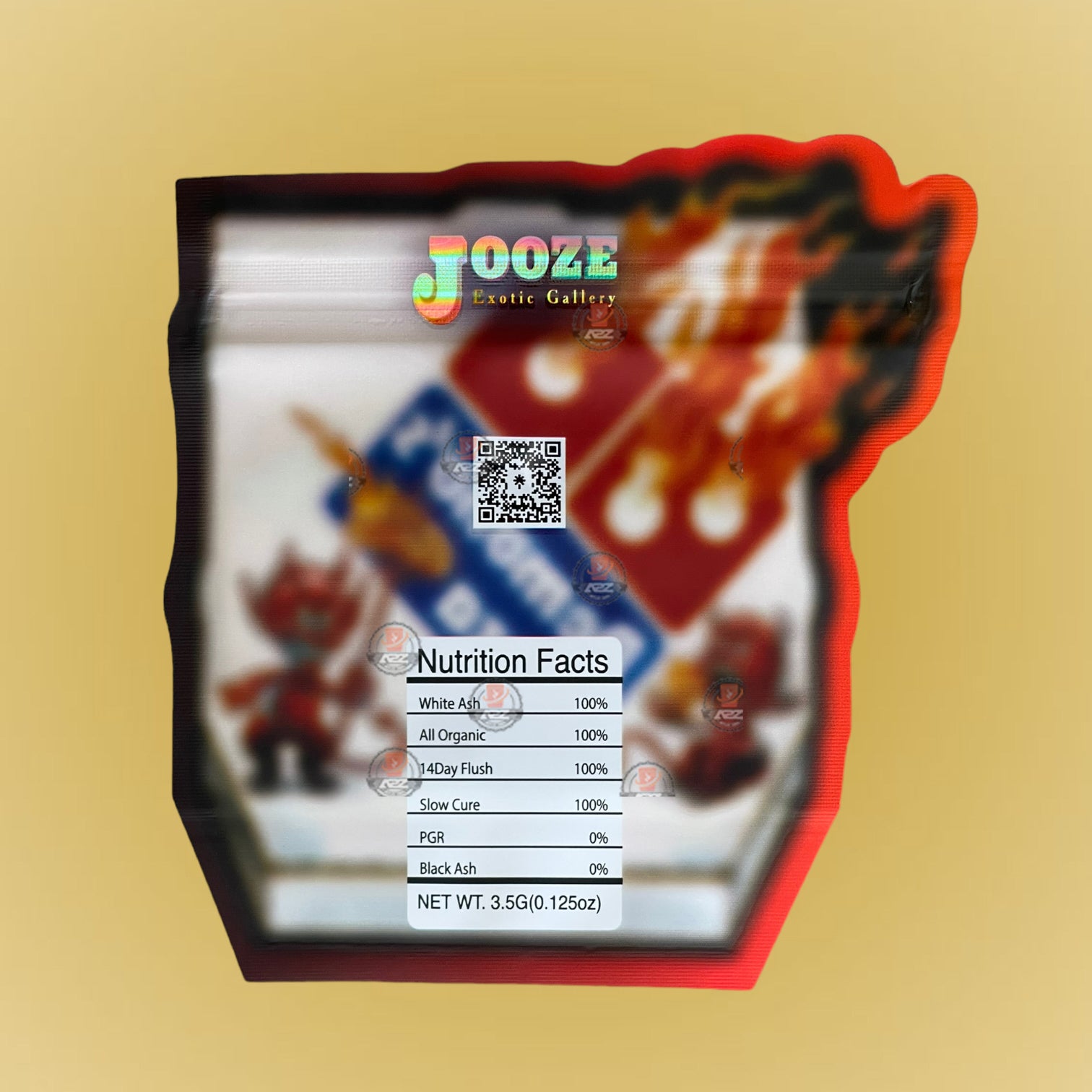 Demono’s Pizza 3.5G Mylar Bags-Jooze Exotic Gallery Cut Out-Holographic Dominos Pizza