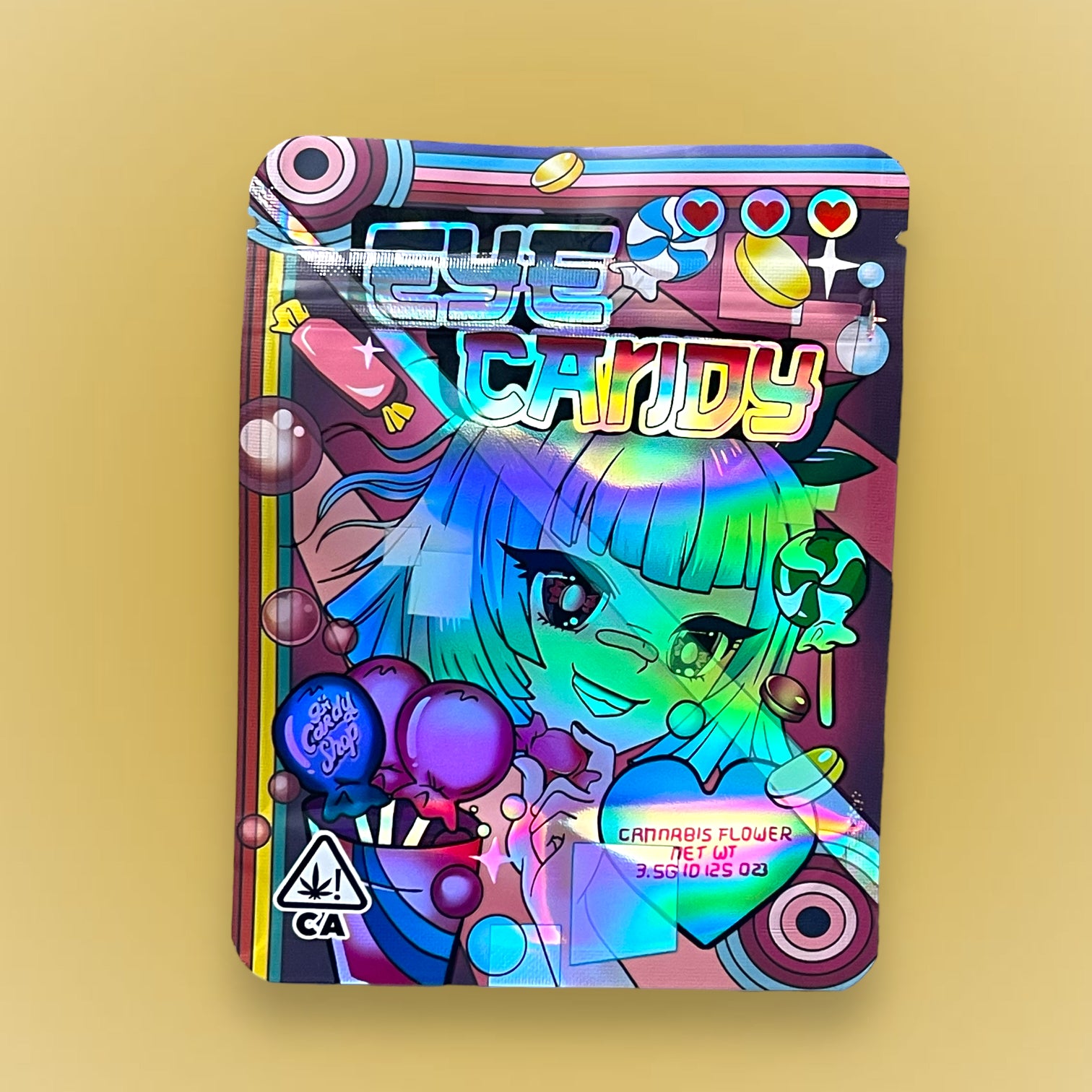 Eye Candy 3.5g Mylar Bag Holographic-Packaging Only