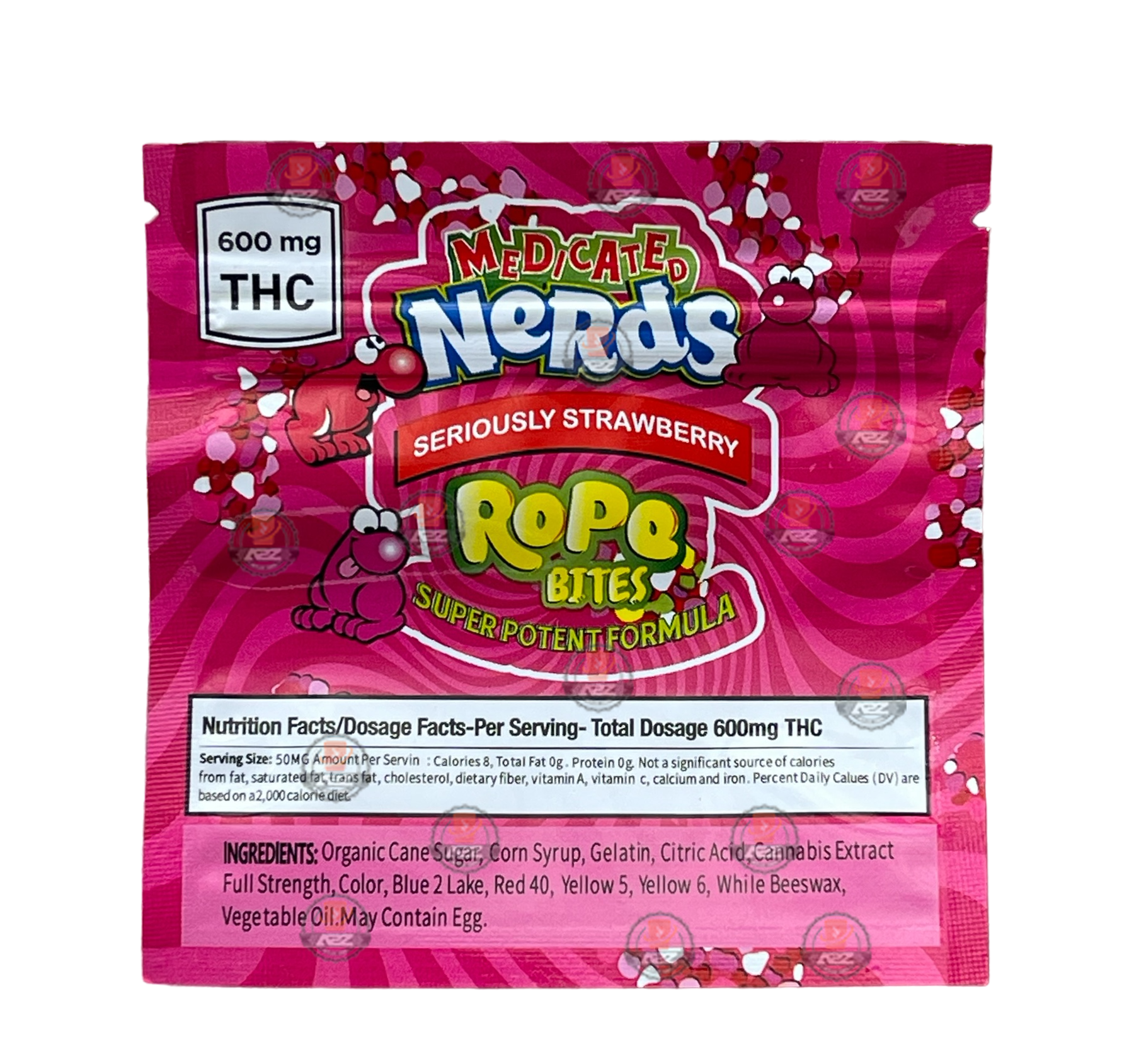 Nerds Rope Bites 600mg Mylar bags Seriously Strawberry packaging Only