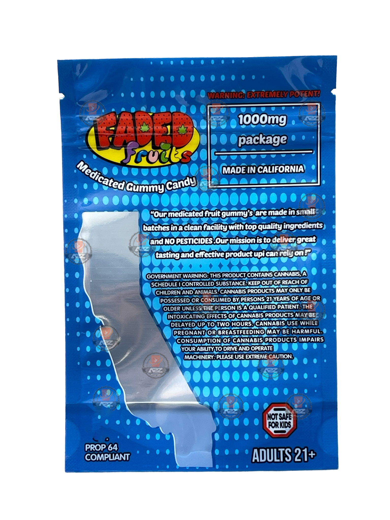 Faded Fruits Blue Slush 1000mg Mylar Bag