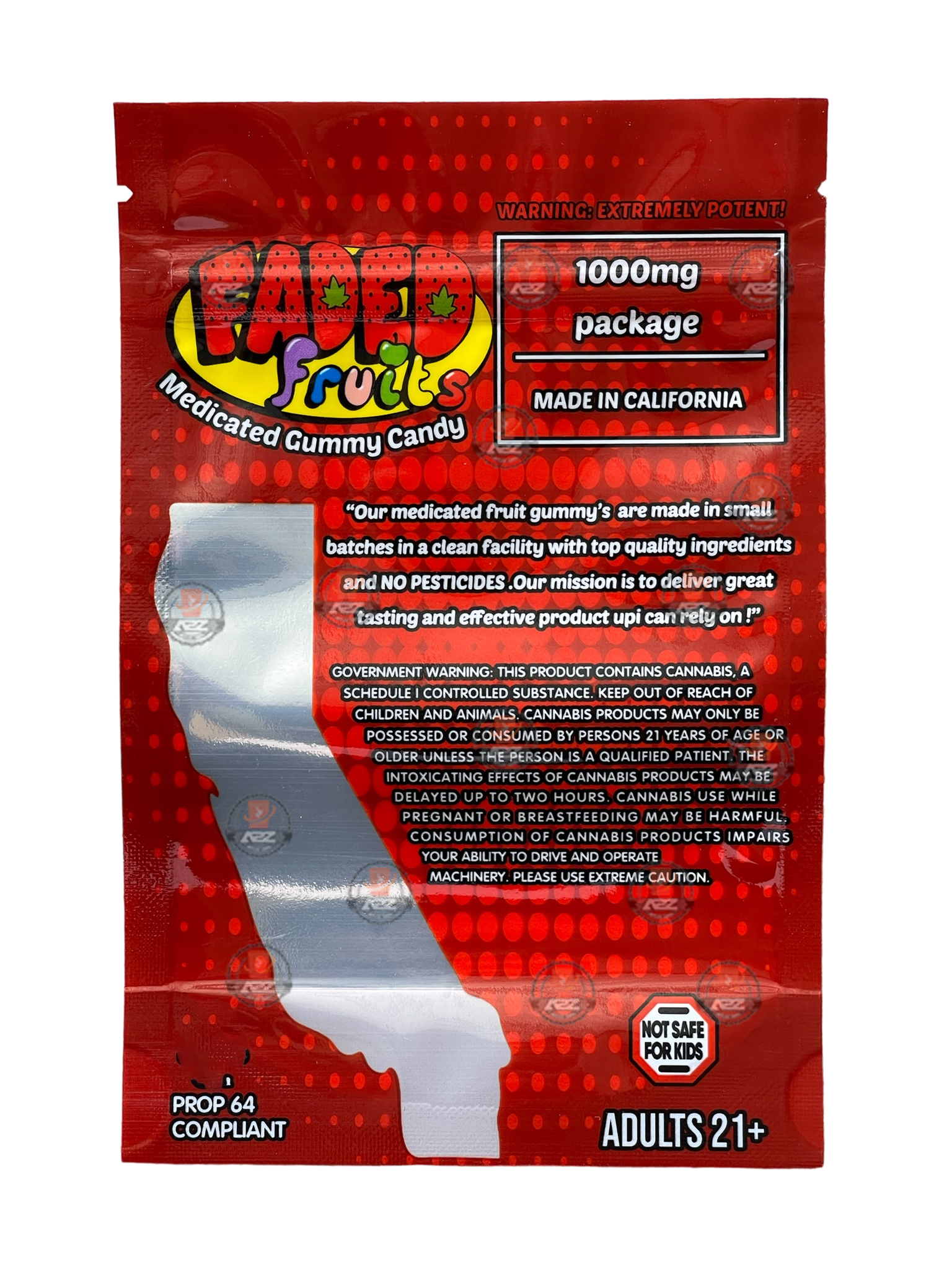 Faded Fruits Strawberry Cough 1000mg Mylar Bag