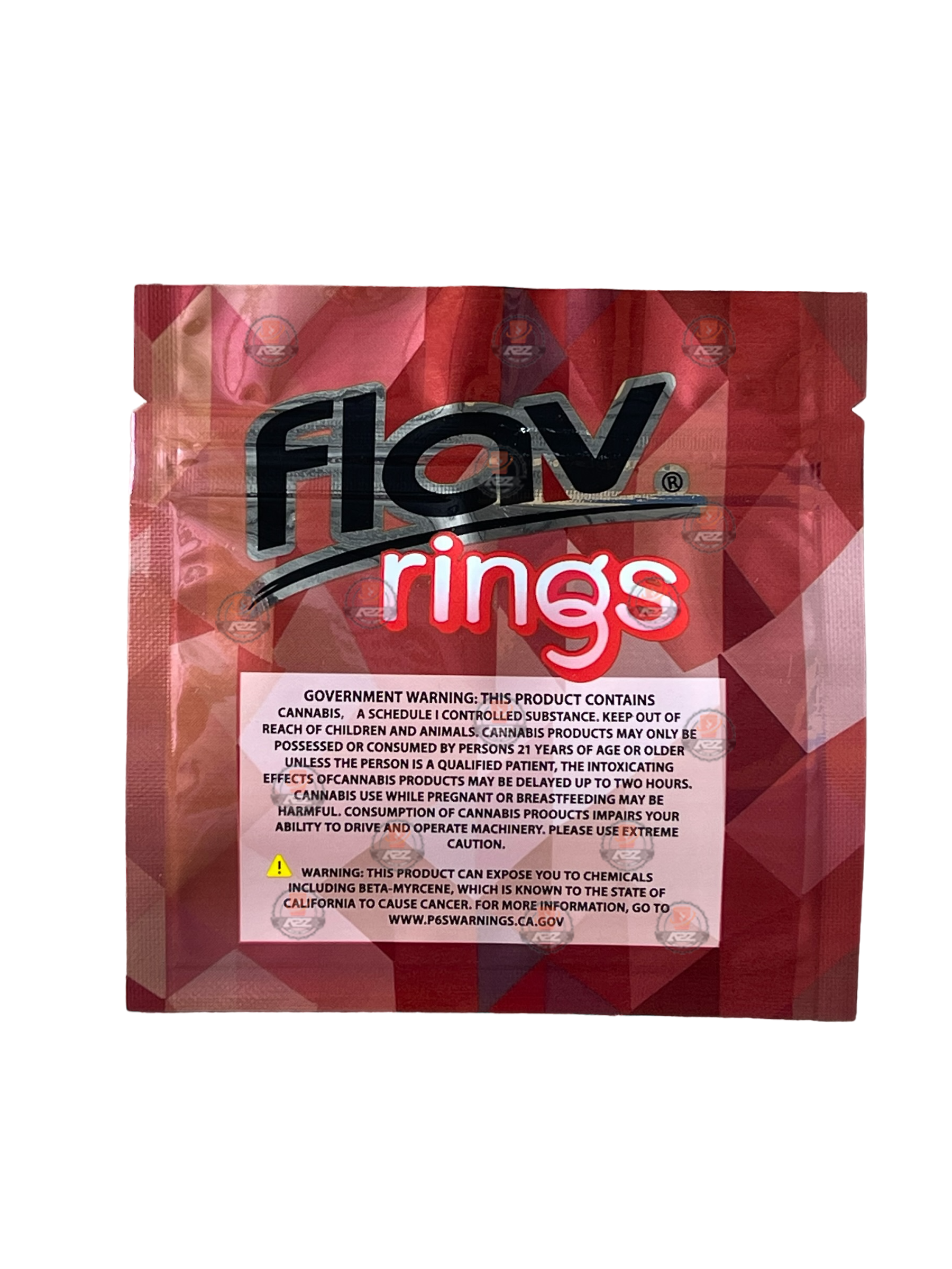Flav Rings Peach 3.5g Mylar Bag Holographic