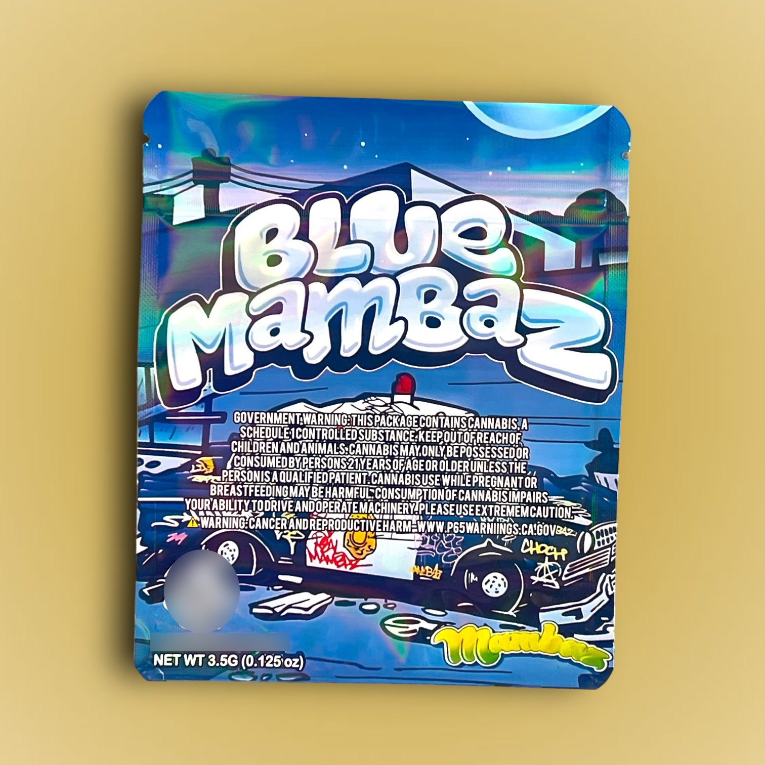 Blue Mambaz 3.5G Mylar Bags – Packaging Only