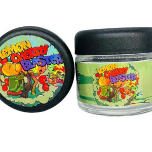 Lemon Cherry Blaster g Glass Jars with Holographic Sticker labels Child Resistant jar jpg