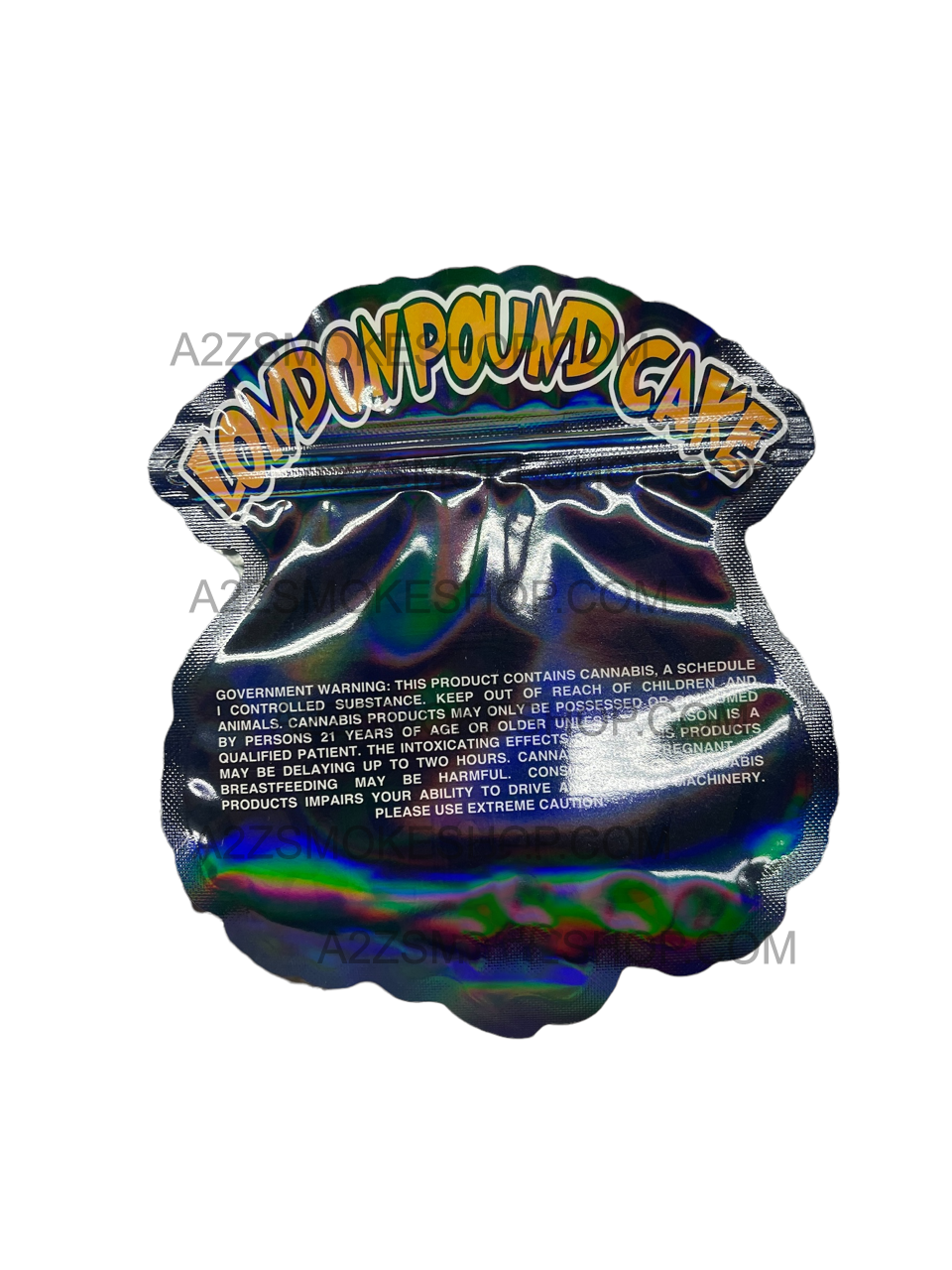 London Pound Cake Cut Out Mylar Bags 3.5g Die cut