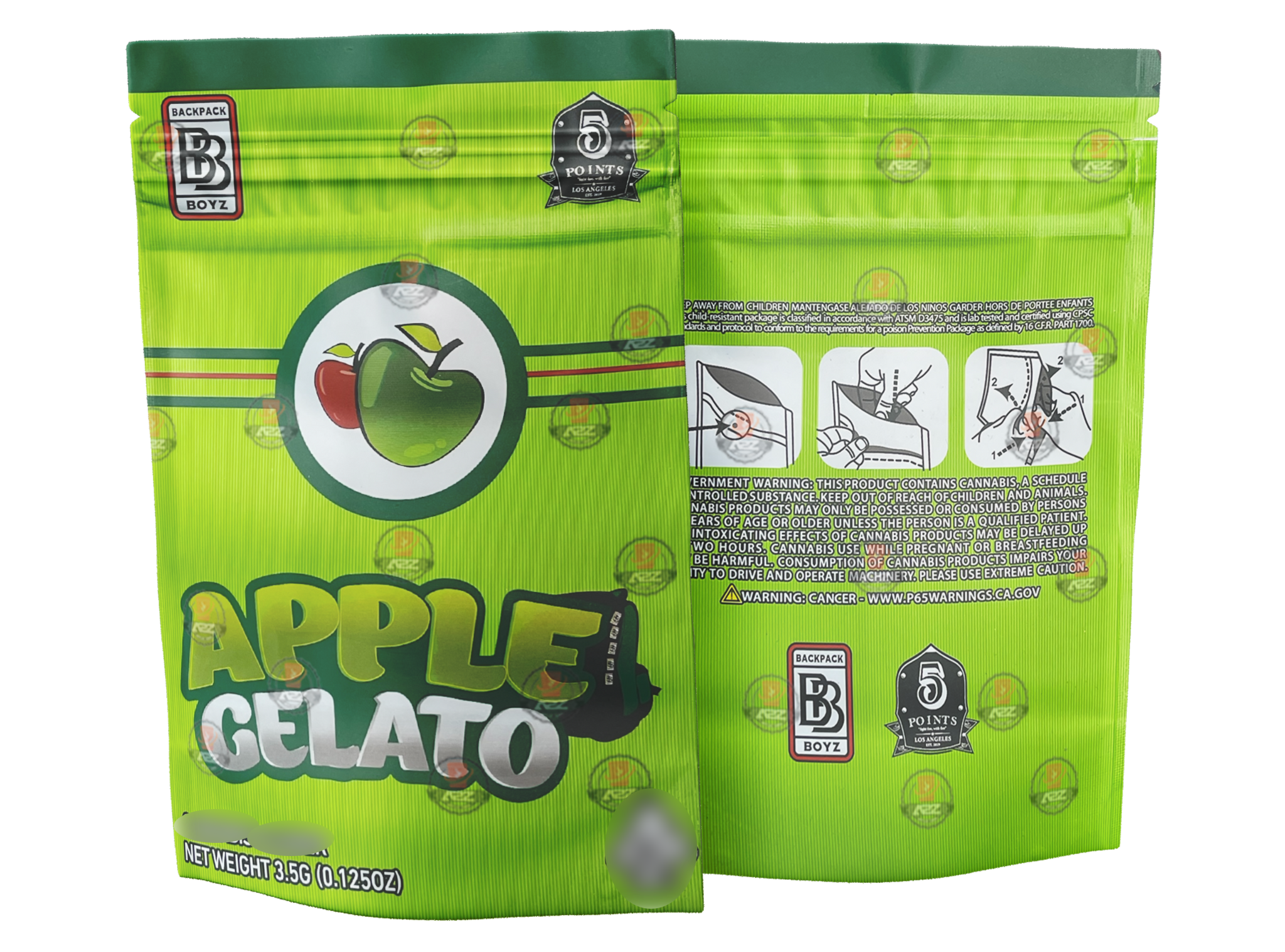Apple Gelato by Backpack Boyz 3.5g size mylar bags