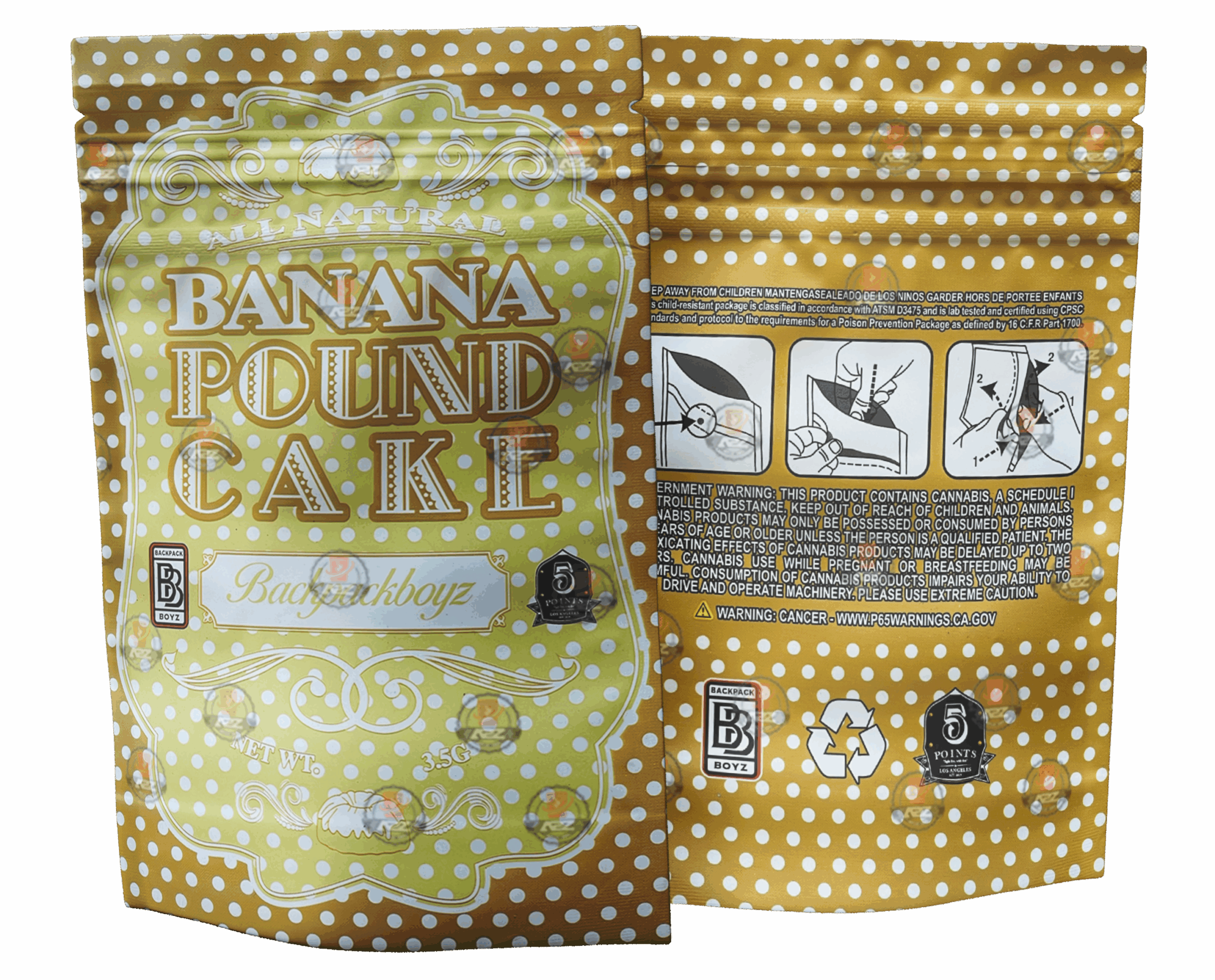 Backpack Boyz Banana Pound Cake Mylar Bag 3.5g Packaging Only