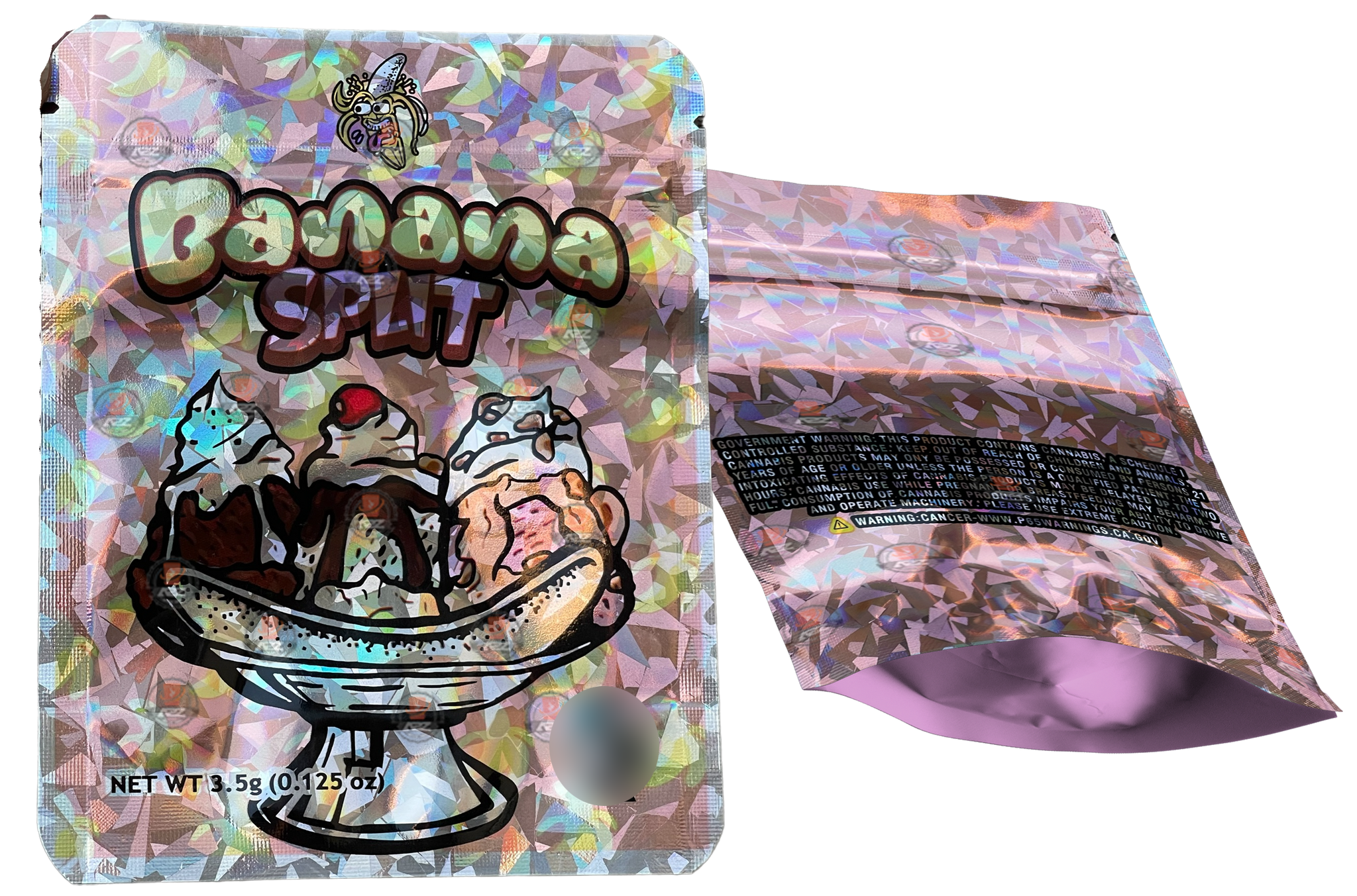 Banana Split 3.5g Mylar bag  Holographic