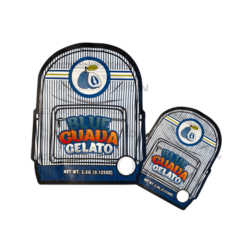 Backpack Boyz Blue Guava Gelato cut out Mylar zip lock bag 3.5G