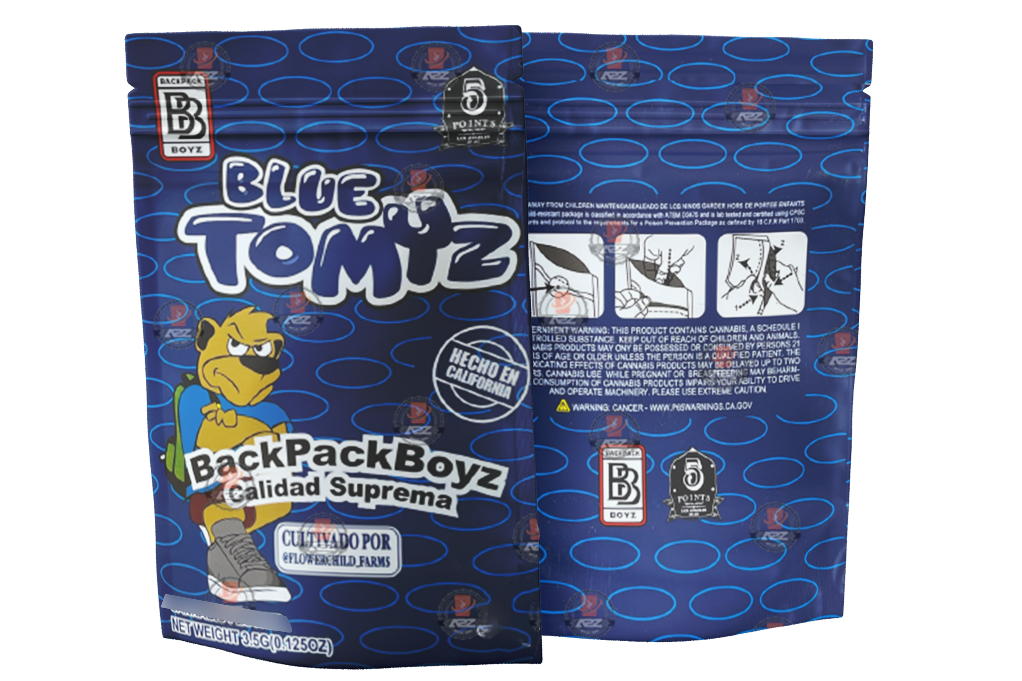 Blue Tomyz Mylar Bags 3.5g SMELL PROOF RESEALABLE BLUE TOMYZ BAGS