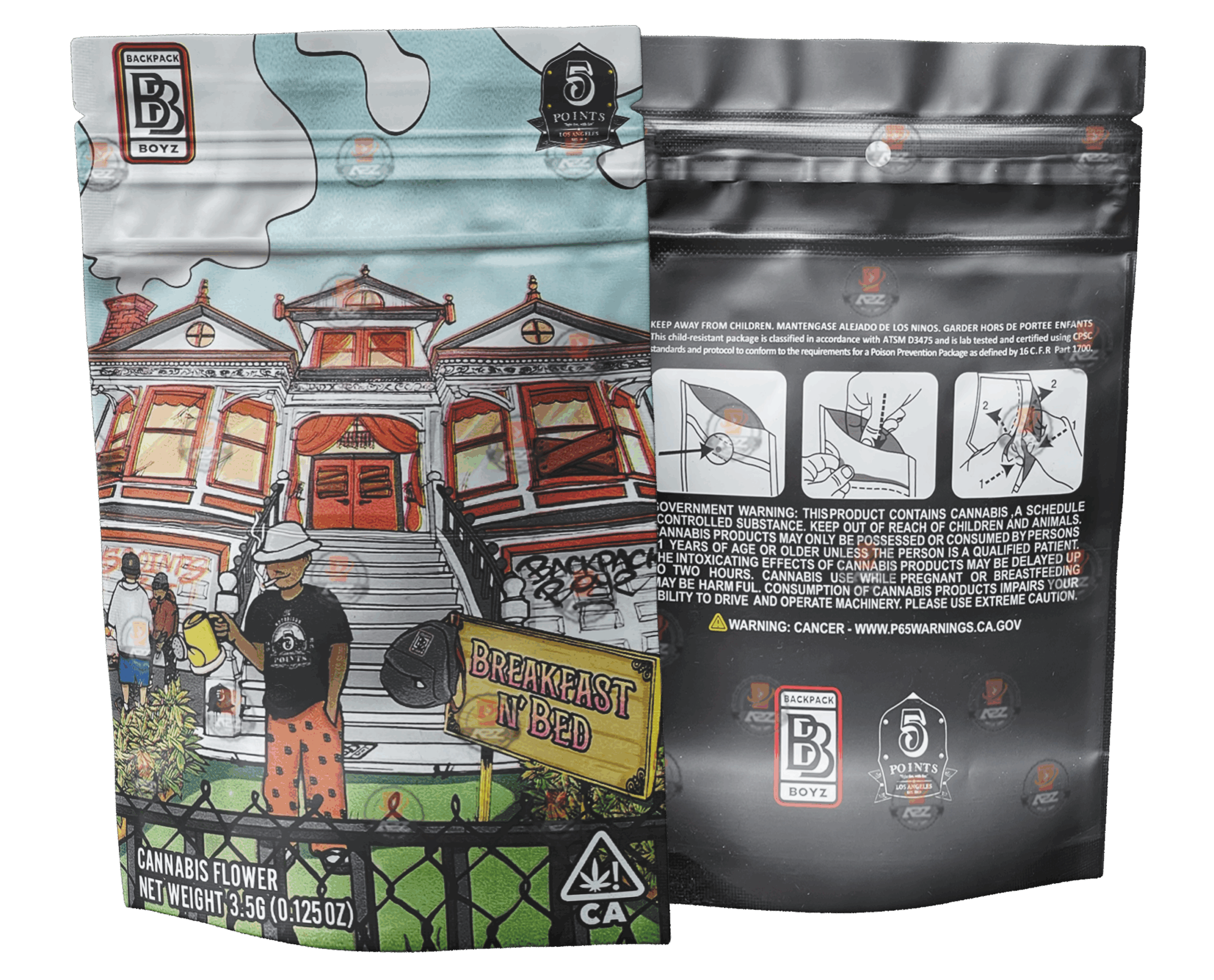 Backpack Boyz Breakfast n bed  Mylar zip lock bag 3.5G