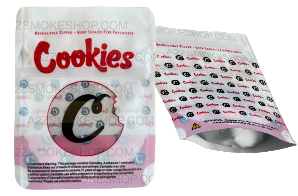 Cookies Mylar Bags 1 Gram with window Smell Proof Resealable Cookies Bags White
