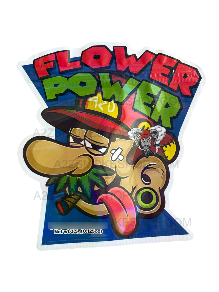 Flower Power Mario Cut Out Mylar Bags 3.5g Die cut